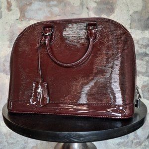 Louis Vuitton Patent Leather Satchel in Deep Burgundy